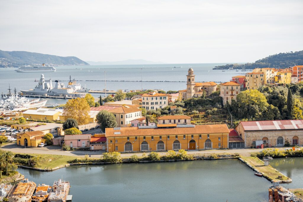 Landscape view on surroundings of La Spezia city in Italy