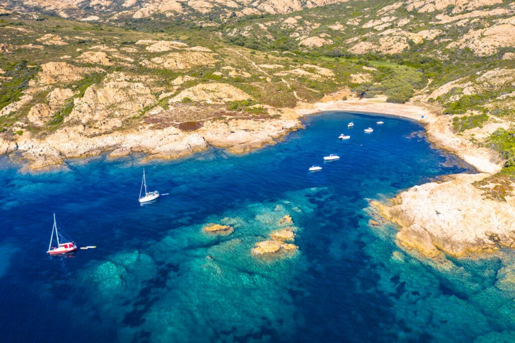 Aerial view of Corsican rocky coast