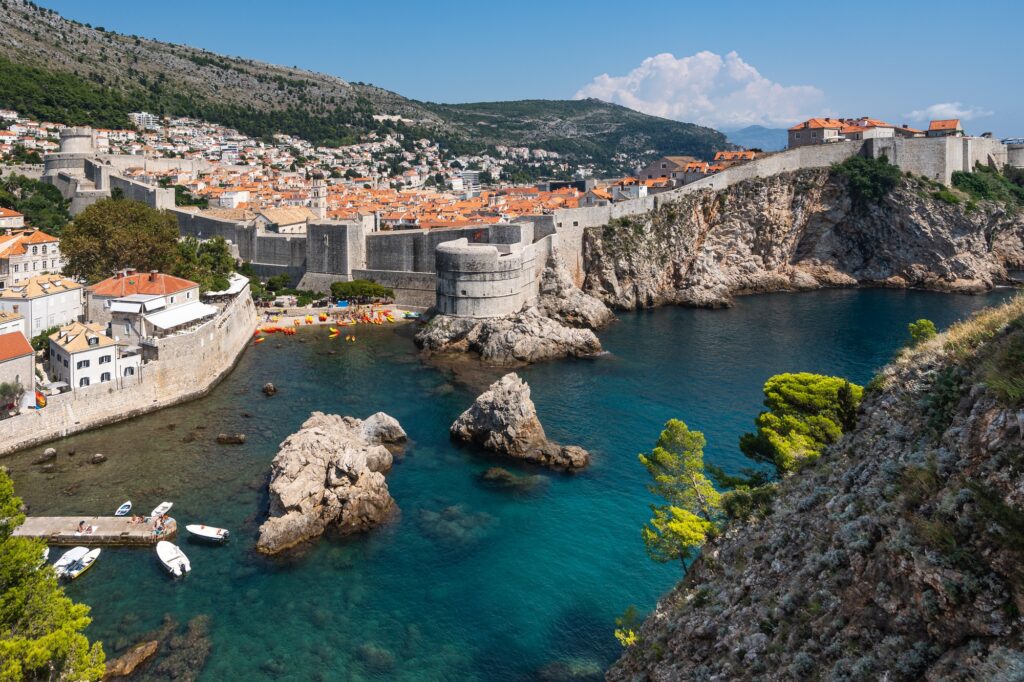 Scenic View of Dubrovnik Old Town and City Walls, UNESCO World Heritage Site, Croatia