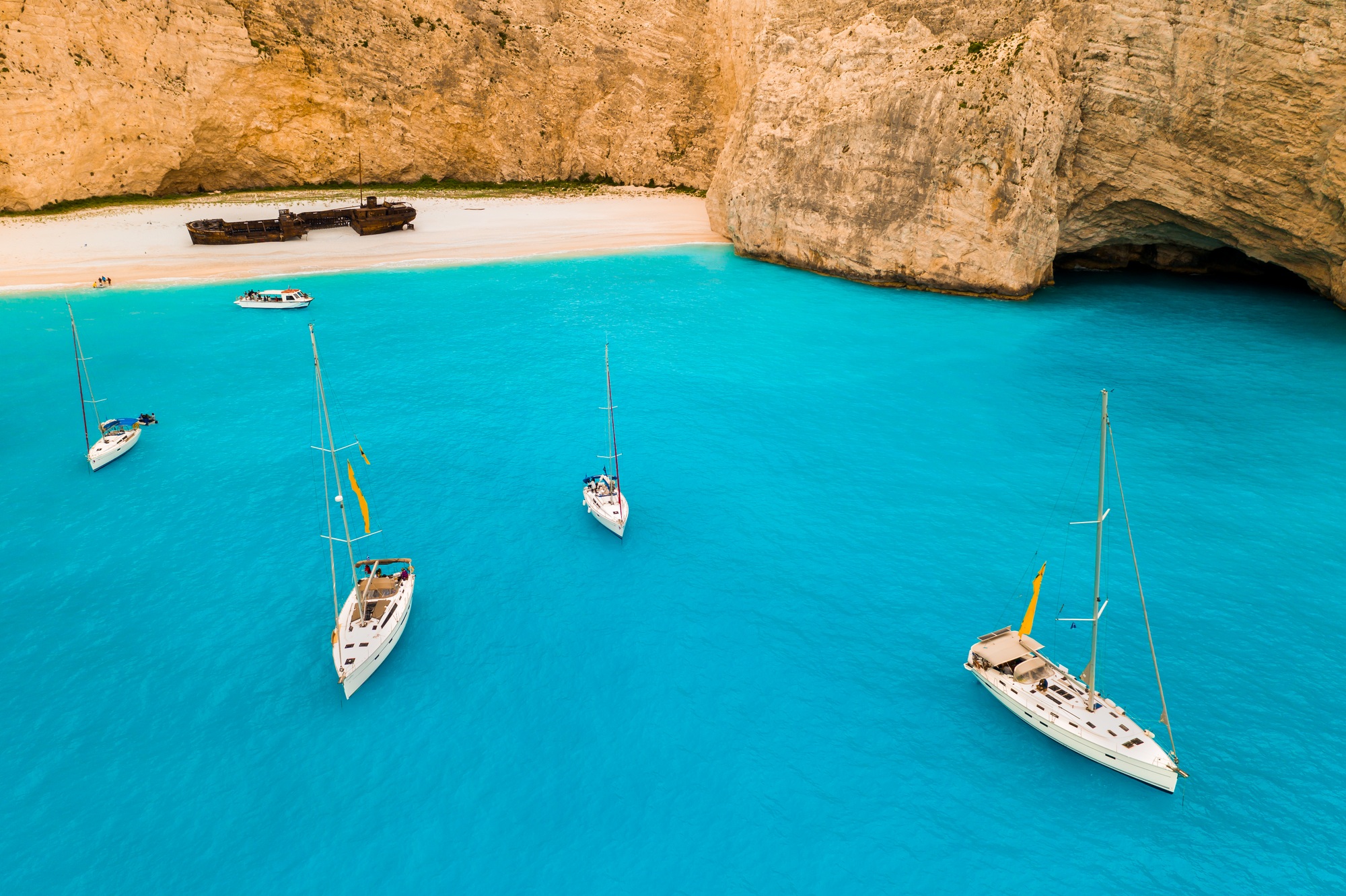 Navagio bay and Ship Wreck beach in summer. Zakynthos, Greece