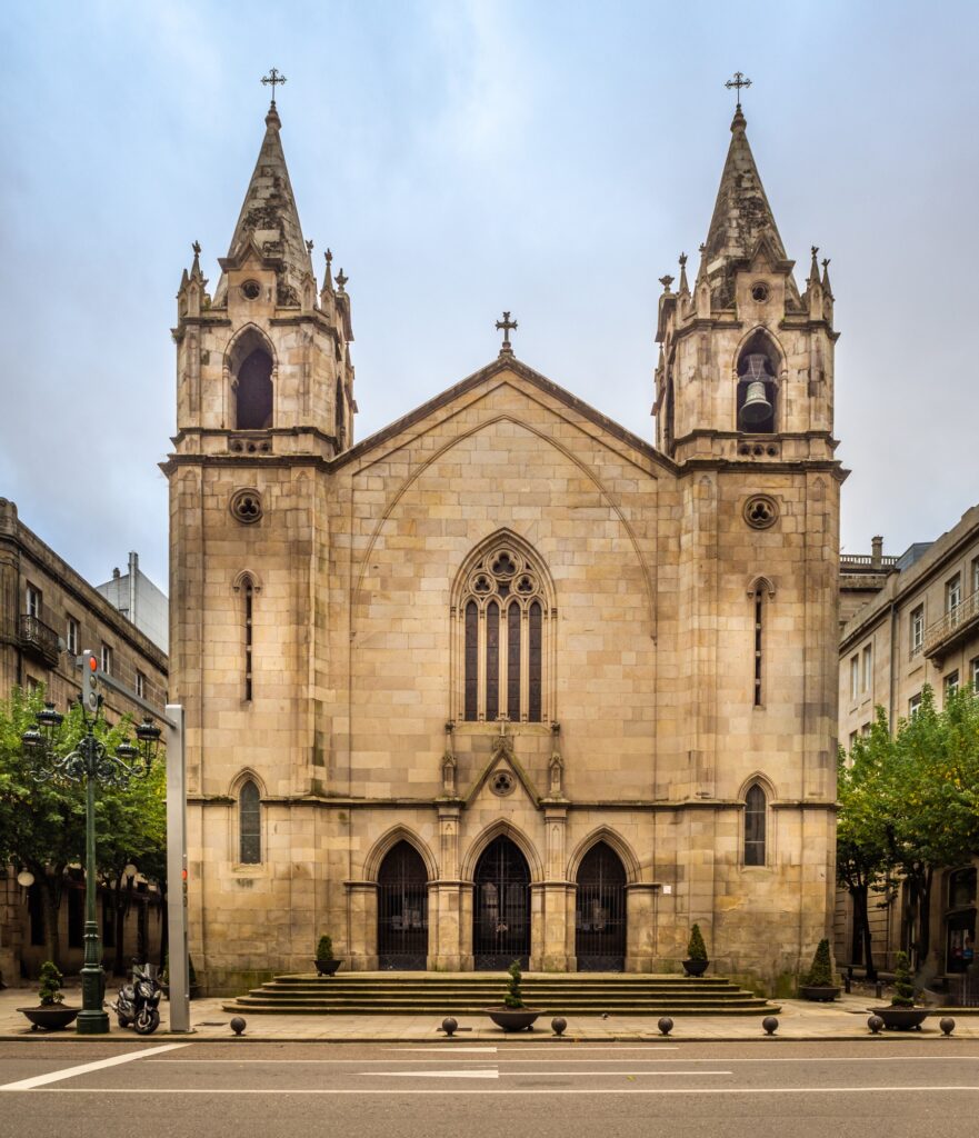 Closeup shot of Santiago de Vigo Catholic church in Spain