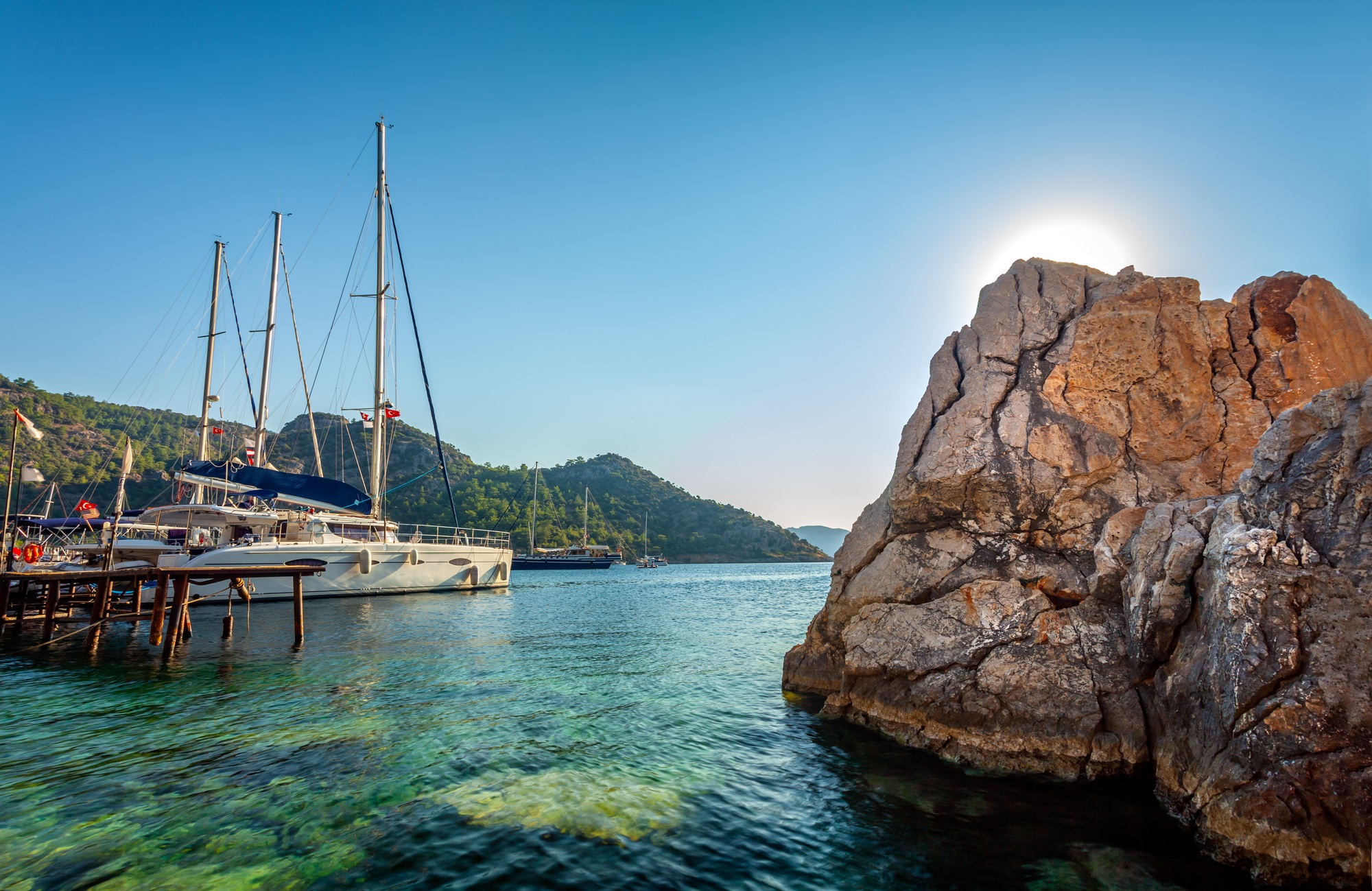 Beautiful View on Sailboat Harbor